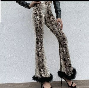 NWOT leapord print fur bell bottoms